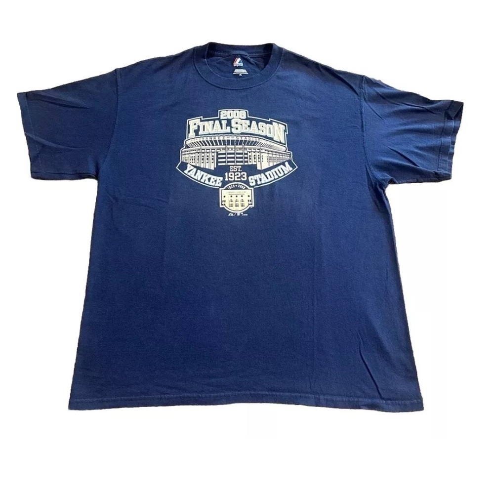 New York Yankees Yankee Stadium Final Season 2008 Souvenir Blue T Shirt Size XL